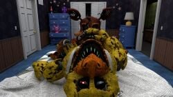 16:9 3d 3d_(artwork) animatronic avian beak bed bird canid canine chica_(fnaf) chicken claws cunnilingus duo felhesznelenev female five_nights_at_freddy's five_nights_at_freddy's_4 fox foxofnightmares foxy_(fnaf) furniture galliform gallus_(genus) hand_on_snout hi_res hook hook_hand humanoid ingame_model kneeling looking_pleasured lying machine male male/female mammal nightmare_chica nightmare_chica_(fnaf) nightmare_foxy on_back on_bed oral phasianid pirate red_body red_eyes robot robotic scottgames sex sharp_claws sharp_teeth teeth vaginal_penetration widescreen yellow_body yellow_eyes