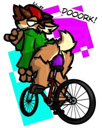 activision alpha_channel anthro anthro_only anus backwards_hat bicycle bodily_fluids bottomless brown_body brown_fur brown_hair brown_nose cartoon_network clothed clothing cosplay crossover crossover_cosplay dildo dildo_bike ed_edd_n_eddy elora eye_through_hair female fur genital_fluids gesture green_clothing green_eyes green_shirt green_topwear grin hair hat headgear headwear hi_res hooves inner_ear_fluff looking_at_viewer looking_back looking_back_at_viewer penetration pussy_juice raised_tail red_clothing red_hat red_headwear sex_toy shaka_sign shirt signature smile solo speech_bubble spyro_reignited_trilogy spyro_the_dragon tail text tongue tongue_out topwear translucent translucent_hair transparent_background tuft url vaginal_penetration watermark wub_(artist)