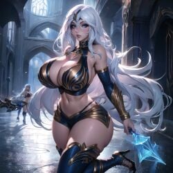 ai_generated ashe_(league_of_legends) big_breasts cixf high_heels huge_breasts league_of_legends riot_games thick_thighs