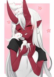 akumi female oni oni_horns red_skin virtual_youtuber vyugen white_hair yellow_eyes