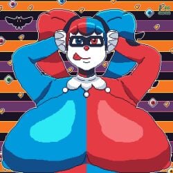 big_breasts breasts_bigger_than_head clothed clown clown_girl electricatzone female female_only hyper_breasts