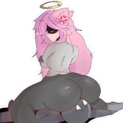 ass assimilation big_ass dat_ass dedny_(huesosdry) demon_girl fallen_angel huesosdry humiliation pink_hair sitting sitting_on_face sitting_on_person