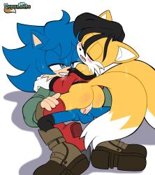 ass femboy gay gloves hair_tuft male male/male miles_(anti-tails) original_character penis pepamintop sega sonic_(series) sonic_the_hedgehog_(series) thighhighs yaoi