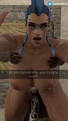 3d bath bathroom bathroom_sex cum cum_in_pussy cum_inside curvy dark-skinned_male dark_skin female insemination insertion interracial junker_queen junkqueensimp male overwatch overwatch_2 snapchat