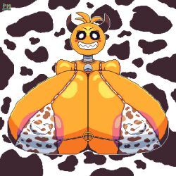 big_breasts breasts_bigger_than_head cow_bikini cow_girl electricatzone female female_only five_nights_at_freddy's hyper_breasts robot robot_girl solo toy_chica_(fnaf)