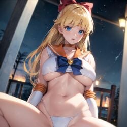 1girls ai_generated bishoujo_senshi_sailor_moon bow clothing curvaceous curvy_body curvy_female female_focus female_only huge_breasts large_breasts long_hair medium_breasts minako_aino panties sailor_venus seductive_look solo_focus stable_diffusion