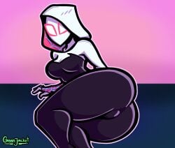 big_ass big_butt female female_only green_jacket_(artist) gwen_stacy looking_at_viewer marvel solo solo_female spider-gwen spider-man:_across_the_spider-verse spider-man:_into_the_spider-verse spider-man_(series) thick_thighs