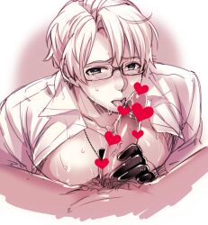 2boys america_(hetalia) axis_powers_hetalia censored censored_penis character_request clothing glasses heart heart_censor hetalia light-skinned_male light_skin male male_only pale-skinned_male pale_skin pubic_hair saliva simple_background small_image white_background yaoi