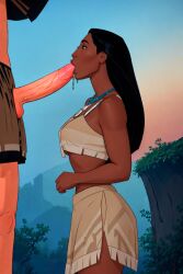 :>= ai_generated dark-skinned_female dark_skin disney disney_princess exotic interracial male male_focus native_american penis pocahontas pocahontas_(character)