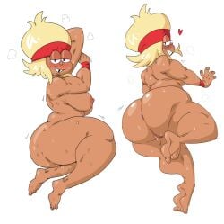 1girls anus areolae ass barefoot big_ass blonde_hair blush blush_lines breasts carol_(ok_k.o.!_let's_be_heroes) carol_kincaid completely_nude completely_nude_female female female_only full_body functionally_nude headband heart huge_ass human looking_at_viewer mhdrawin milf naked naked_female nipples nude nude_female ok_k.o.!_let's_be_heroes pussy smile solo solo_female sweat thick_thighs