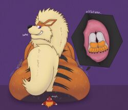 anal_vore arcanine bullying butt_crush dominant_feral facesitting feral_on_anthro fox huge_ass male_only overweight_male pokemon pokemon_(species) snuggydoug sweating teasing vore