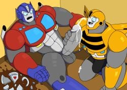 big_penis bumblebee_(transformers) cum father_and_son gay gay_blowjob itsforonlyme optimus_prime robot sharkpink transformers