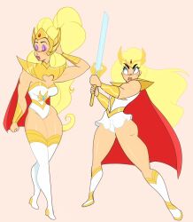 1girls 2020s 2021 adora armor blonde_female blonde_hair blue_eyes boots bracer breasts cape cleavage closed_eyes dress eyeshadow female female_only gold_high_heels hand_in_hair hand_in_own_hair hi_res high_heel_boots high_heels hourglass_figure leotard light-skinned_female light_skin lipstick long_hair makeup medium_breasts muscles muscular muscular_female panties pauldrons pink_background pink_lips pink_lipstick pinup platinum_blonde_hair presenting purple_eyeshadow red_cape red_lips red_lipstick she-ra she-ra_and_the_princesses_of_power simple_background skirt solo solo_female spospiteful standing sword thick_lips thick_thighs thighhighs thin_waist tiara two-tone_high_heels very_long_hair walking weapon white_boots white_dress white_high_heels white_high_heels_boots white_leotard white_panties white_skirt white_thighhighs wide_hips yellow_high_heels
