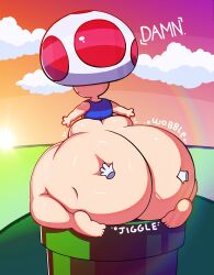 1boy ass ass_grab big_ass big_butt bottom_heavy butt cute fat_ass fat_butt femboy giant_ass gigantic_ass grabbing_ass hand_on_ass hand_on_butt hands_on_ass huge_ass huge_butt hyper_ass large_ass male male_only mario_(series) nintendo outdoors pipes rainbow senor9 shortstack solo sunset super_mario_bros. text thick_ass thick_butt thick_thighs toad_(mario) warp_pipe