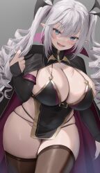 1girls breasts cleavage female hips huge_breasts long_hair massive_breasts oekakizuki original original_character thick_thighs white_hair wide_hips