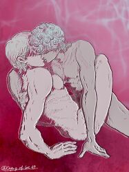 artist_name crying_of_lot49 gay ghiaccio jojo's_bizarre_adventure kissing male male/male male_only nude_male risotto_nero vento_aureo yaoi