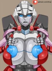 1girls 2d 2d_(artwork) abs arcee arcee_(rotb) autobot big_breasts blue_eyes blue_nipples breasts busty erect_nipples female female_autobots female_only giant_breasts holding_own_breasts huge_breasts humanoid looking_at_viewer nipples patreon_username presenting_breasts robot robot_girl solo solo_female transformers transformers_rise_of_the_beasts ttrop white_body