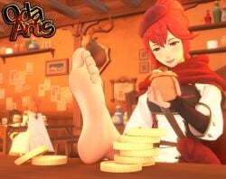 3d anna_(fire_emblem) anna_(fire_emblem_warriors) barefoot beret celica_(fire_emblem) coin fire_emblem fire_emblem_echoes:_shadows_of_valentia fire_emblem_warriors foot_fetish gold nintendo oda_arts paid_reward_available sample