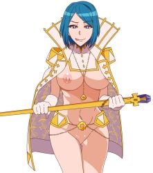 1girls blue_eyes blue_hair do_you_love_your_mom_and_her_two-hit_multi-target_attacks? female female_only mature_female medhimama phoebusad solo tagme tsuujou_kougeki_ga_zentai_kougeki_de_ni-kai_kougeki_no_okaasan_wa_suki_desu_ka? white_background