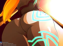 anus ass female genitals hi_res humanoid humanoid_pointy_ears katzenstrand low-angle_view markings midna nintendo pussy rear_view solo the_legend_of_zelda twili twilight_princess
