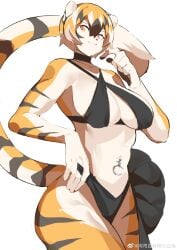 1girls amber_eyes anthro arknights aspirindabaitu big_breasts breasts female mx99926 solo solo_female thick_thighs tiger tiger_girl waai_fu_(arknights) wide_hips