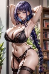 1girls 2023 ai_generated breasts cleavage clothed_female curvaceous curvy_body curvy_female curvy_figure female_focus female_only genshin_impact huge_breasts lingerie long_hair raiden_shogun seductive_looks stable_diffusion voluptuous voluptuous_female