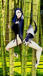 3d aria_yukihime au_ra bamboo final_fantasy_xiv gpose(ffxiv) no_panties nose_piercing presenting sign suspended