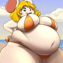 1girls anthro ashley_graham beach belly bikini blonde_hair breasts cleavage fat female female_focus female_only furry garuda_six hips large_breasts mostly_nude mostly_nude_female mouse moushley overweight overweight_female rat resident_evil rodent rodent_humanoid stomach thick_thighs thighs white_fur wide_hips