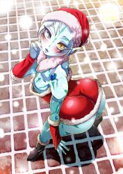 1other androgynous ass astral_(yu-gi-oh!) blue_body blue_hair blue_skin blush bottomless christmas christmas_outfit facial_markings gems heterochromia kurage444 pointy_ears tagme yu-gi-oh! yu-gi-oh!_zexal