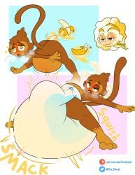 2girls adora_(bloons_tower_defense) banana bloons_tower_defense diaper enema female female_only insertion monkey multiple_girls tagme the_sheepl