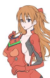 1girls asuka_langley_sohryu female lilina_zero looking_at_viewer neon_genesis_evangelion plugsuit removing_clothing sideboob solo souryuu_asuka_langley stripping tagme