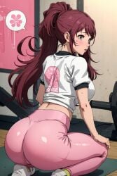 ai_generated atlus gym gym_bottomwear gym_clothes gym_clothing gym_uniform kujikawa_rise leggings persona persona_4 persona_4:_dancing_all_night persona_4_arena persona_4_the_golden sega stable_diffusion yoga_pants