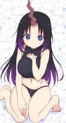 1girls big_breasts breasts cool-kyou_shinja elma_(dragon_maid) long_hair miss_kobayashi's_dragon_maid navel official_art purple_eyes purple_hair source_request thick_thighs thighs