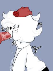 blowjob gay ghost_hands male oc self_insert toony white_hair white_skin
