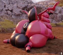 absurd_res ass balls big_balls big_butt detailed_background feral gabrielarchgod genitals hi_res looking_at_viewer looking_back male male_only nintendo pokemon pokemon_(species) scolipede solo solo_male