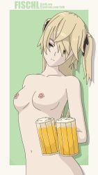 beer blonde_hair felk female fischl_(genshin_impact) genshin_impact light_skin