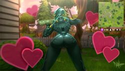 1girls ass big_ass big_butt bubble_ass bubble_butt butt danderfull female female_only fortnite game_ui mask masked masked_female oblivion_(fortnite) solo solo_female