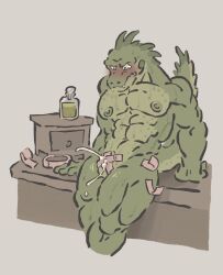 bandaid bara blush cum cum_in_slit genital_slit male male_only milosoba1 muscles muscular scalie solo solo_male