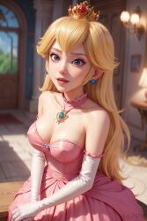 ai_generated blonde_hair female female_only happie_(artist) mario_(series) medium_hair nai_diffusion nintendo princess_peach solo stable_diffusion tagme white_skin