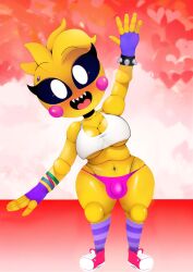 1futa ai_generated alternate_version_available balls big_breasts black_sclera breasts clothed clothing fappencheese five_nights_at_freddy's five_nights_at_freddy's_2 flaccid full_body futa_only futanari humanoid humanoid_penis panties partially_clothed penis robot robot_girl solo standing thick_thighs toy_chica_(eroticphobia) toy_chica_(fnaf) waving wide_hips yellow_body