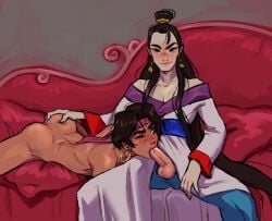 2boys ancient_china ass_grab clothed_male_nude_male couch couch_sex crossover dark-skinned_femboy dark-skinnedsub disney disney_princess esmeralda fa_mulan fairybend fellatio femboy femboy_prince gay genderswap_(ftm) literature long_hair male male_only mulan mulan_(1998_film) mythology nude one_eye_closed oral public_domain ripushko royalty rule_63 sex smirk the_hunchback_of_notre_dame yaoi