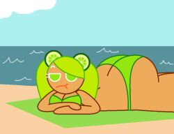 ass beach bikini cookie_run czartheczar laying_down lime_cookie old_art