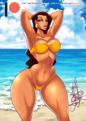 1girls amelia_(kim_possible) amelia_rodriguez big_breasts bikini blue_eyes breasts brown_hair busty cleavage color curvaceous curvy dark-skinned_female dark_skin disney disney_channel female henrik-drake hhammerh hourglass_figure huge_breasts kim_possible large_breasts legs lipstick rsahnp signature straight swimsuit thick thick_ass thick_legs thick_thighs thighs upper_body voluptuous waist wide_hips