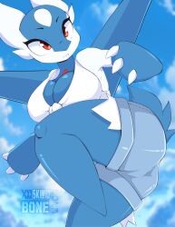 big_breasts breasts female latios leonne_(skwidbone) pokemon pokemon_(species) rule_63 skwidbone solo thick_thighs wide_hips