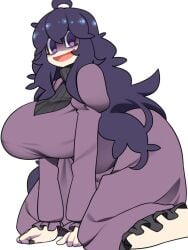 1girls alternate_version_available bellupup big_breasts black_nail_polish black_nails clothing dress female female_only game_freak hair hex_maniac huge_breasts large_breasts long_hair nail_polish nails pokemon pokemon_xy purple_dress purple_eyes purple_hair smile solo solo_female