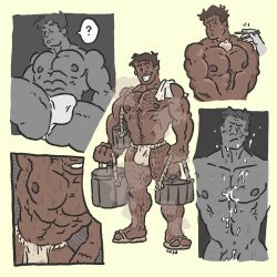 balls bara big_balls big_penis body_hair bulge fundoshi fundoshi_only male male_only milosoba1 muscles muscular musk penis solo solo_male sweat sweating