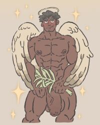 angel balls bara big_balls big_penis flaccid halo male male_only milosoba1 muscles muscular nude penis solo solo_male sparkles wings