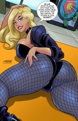 1girls 2023 asking_for_it ass big_ass big_breasts black_canary blonde blonde_female blonde_hair blue_eyes blush cameltoe choker cleavage darkereve dc dc_comics dcau demanding_sex dialogue dinah_lance dirty_talk female female_only fishnet_legwear fishnets green_arrow_(series) horny_female imminent_sex impatient innuendo justice_league justice_league_unlimited pantyhose rear_view speech_bubble superheroine thick_thighs wanting_sex wide_hips