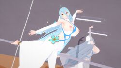 1girls 3d azura_(fire_emblem) barefoot blue_hair breasts breasts_out dancer dancing female female_only fire_emblem fire_emblem_fates from_below hair_between_eyes huge_breasts kankantor leg_up light_blue_hair long_hair looking_at_viewer looking_down mirror more_at_source nintendo pose reflection solo very_long_hair yellow_eyes
