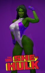 1girls 3d 3d_(artwork) avengers big_breasts digitalhell female female_only fingerless_gloves fit fit_female flexing_bicep gloves green-skinned_female green_body green_eyes green_hair green_skin hair hero heroine highleg_leotard hips hourglass_figure huge_breasts hulk_(series) large_breasts leotard long_hair marvel marvel_comics muscle_girl muscular muscular_female purple_background she-hulk simple_background slim_waist solo superhero superheroine thighs toned toned_body toned_female